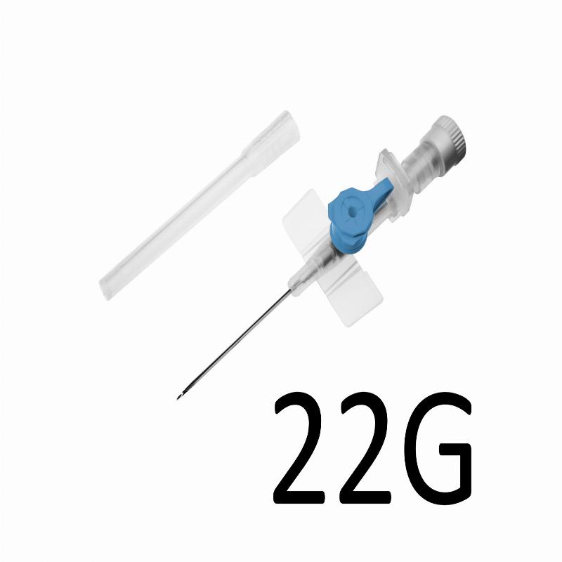 Канюля внутрішньовенна “MEDICARE” одноразового використання, з крильцями та ін’єкційним клапаном, розмір 22G